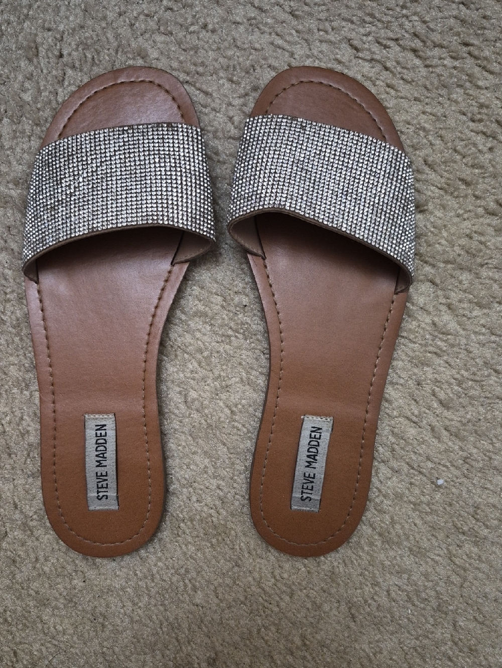 Steve Madden Slide Sandals with Rhinestone Strap